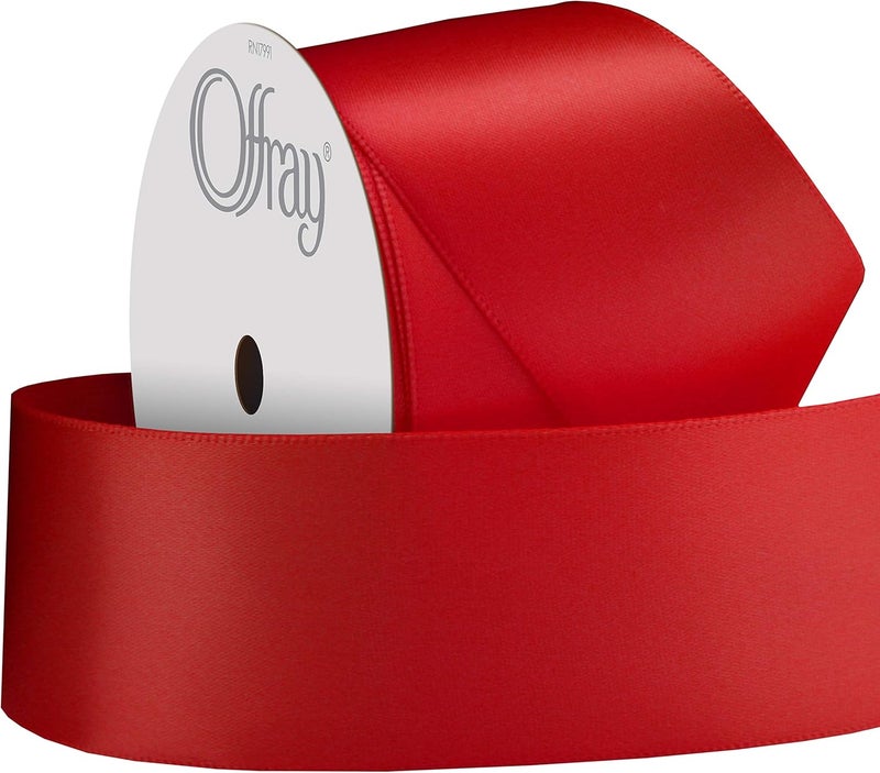 Berwick Offray 284933 1.5" Wide Double Face Satin Ribbon, Red, 3 Yds - Image 2